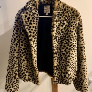 Tulle Leopard Faux Fur Jacket (NWOT)